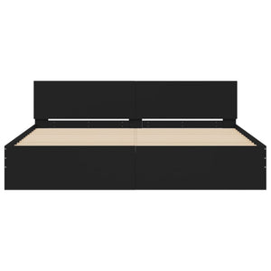 Sängram med huvudgavel svart 200x200 cm