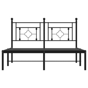 Sängram med huvudgavel metall svart 140x200 cm