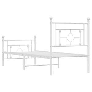 Sängram med huvudgavel och fotgavel vit metall 80x200 cm