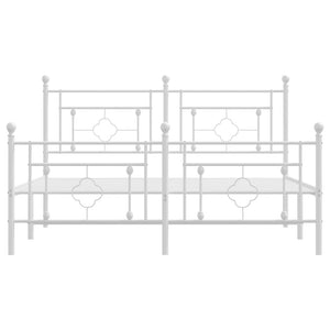 Sängram med huvudgavel och fotgavel vit metall 160x200 cm