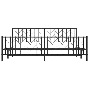 Sängram med huvudgavel och fotgavel svart metall 200x200 cm