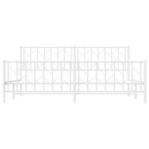 Sängram med huvudgavel och fotgavel vit metall 193x203 cm