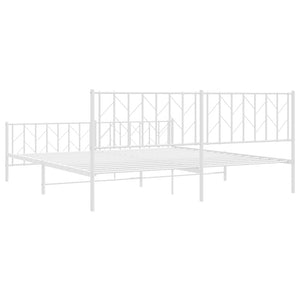 Sängram med huvudgavel och fotgavel vit metall 193x203 cm