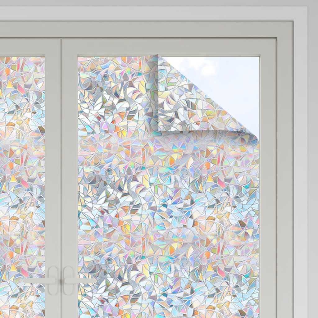 Fönsterfilmer 3 st frostat 3D regnbågsmönster PVC