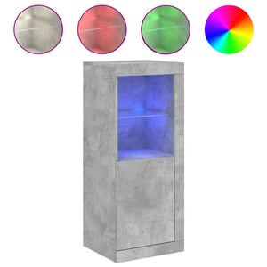 Skänk med LED-belysning betonggrå 41x37x100 cm