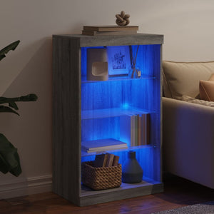 Skänk med LED-belysning grå sonoma 60,5x37x100 cm