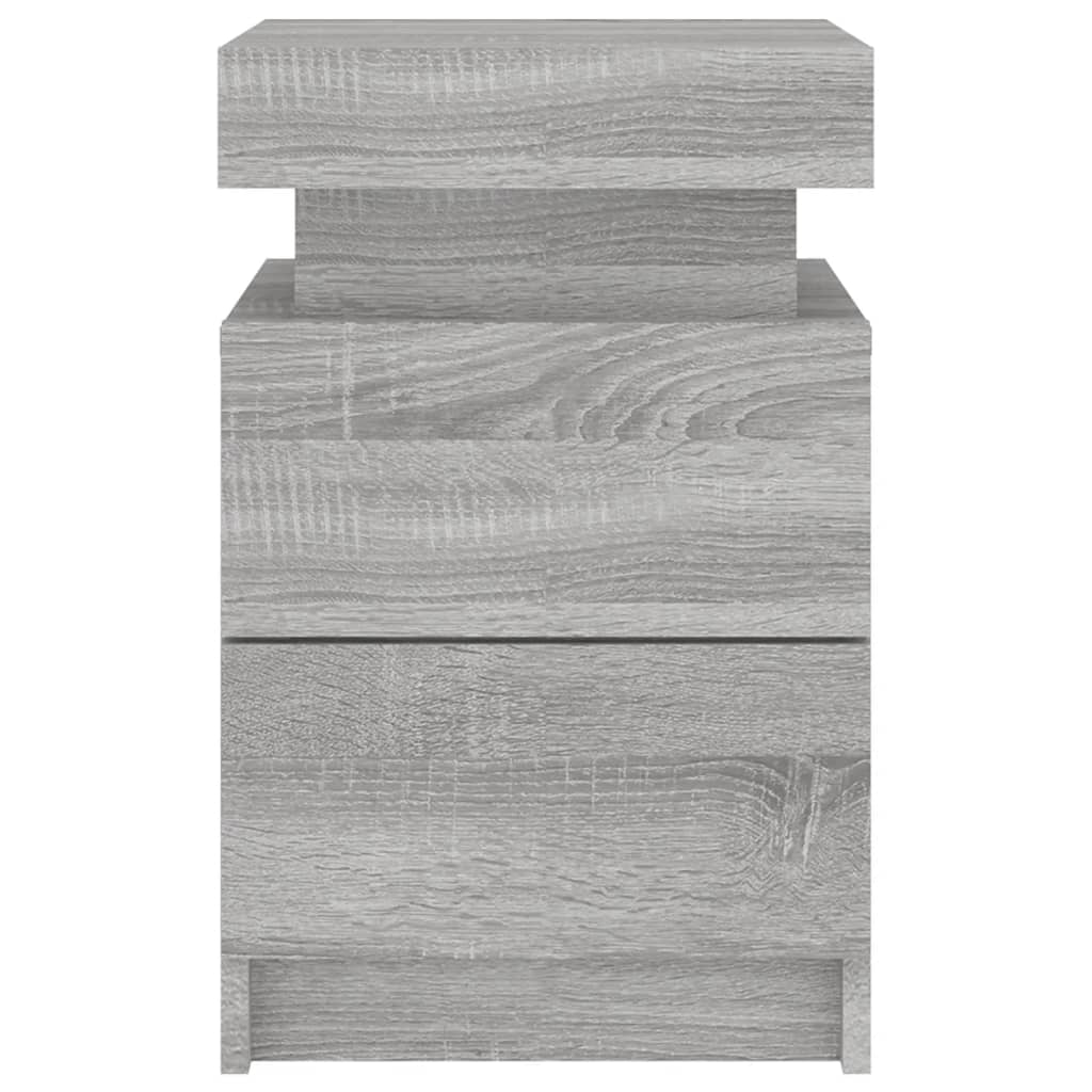 Sängbord med LED-lampor 2 st grå sonoma 35x39x55 cm