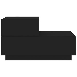 Sängbord med LED-belysning svart 70x36x40,5 cm