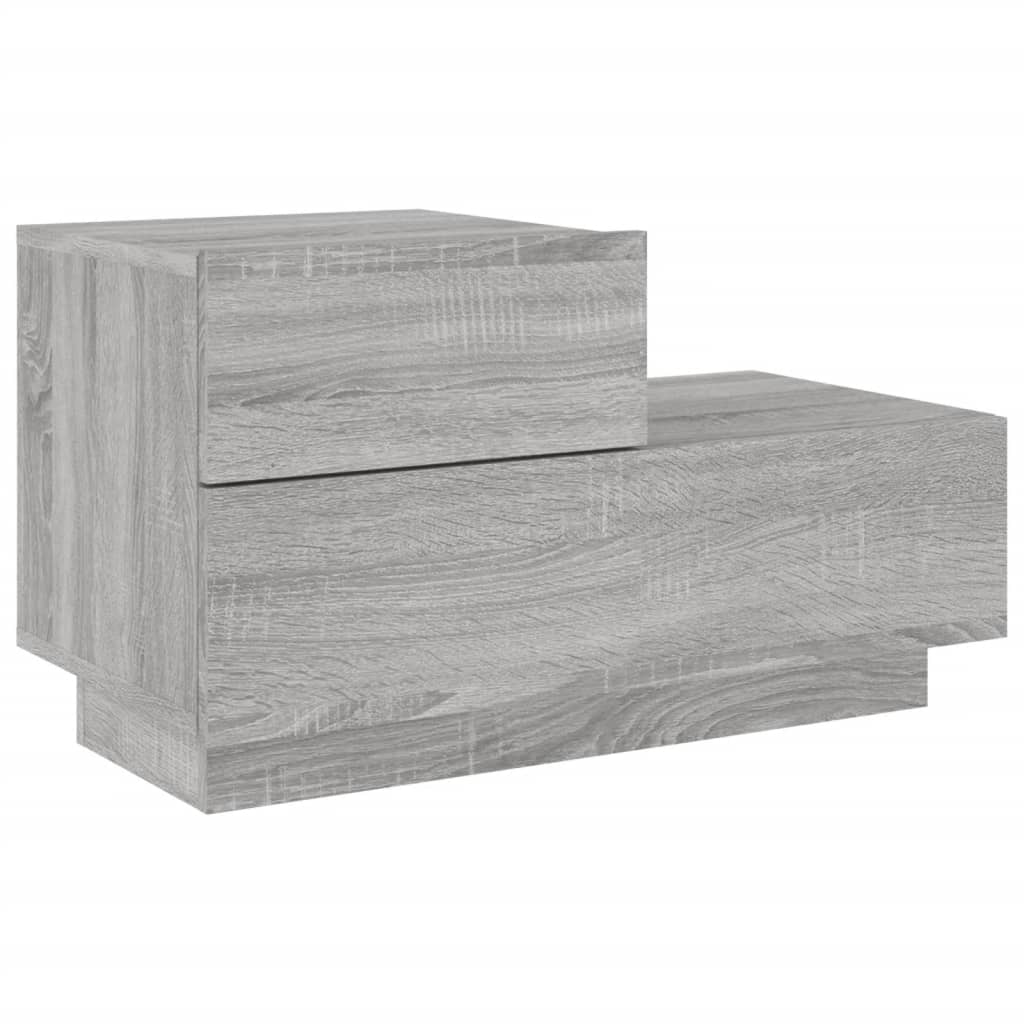 Sängbord med LED-lampor grå sonoma 70x36x40,5 cm