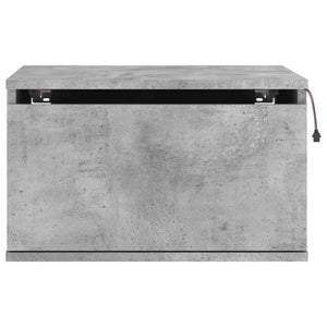 Väggmonterat sängbord med LED-lampor betonggrå