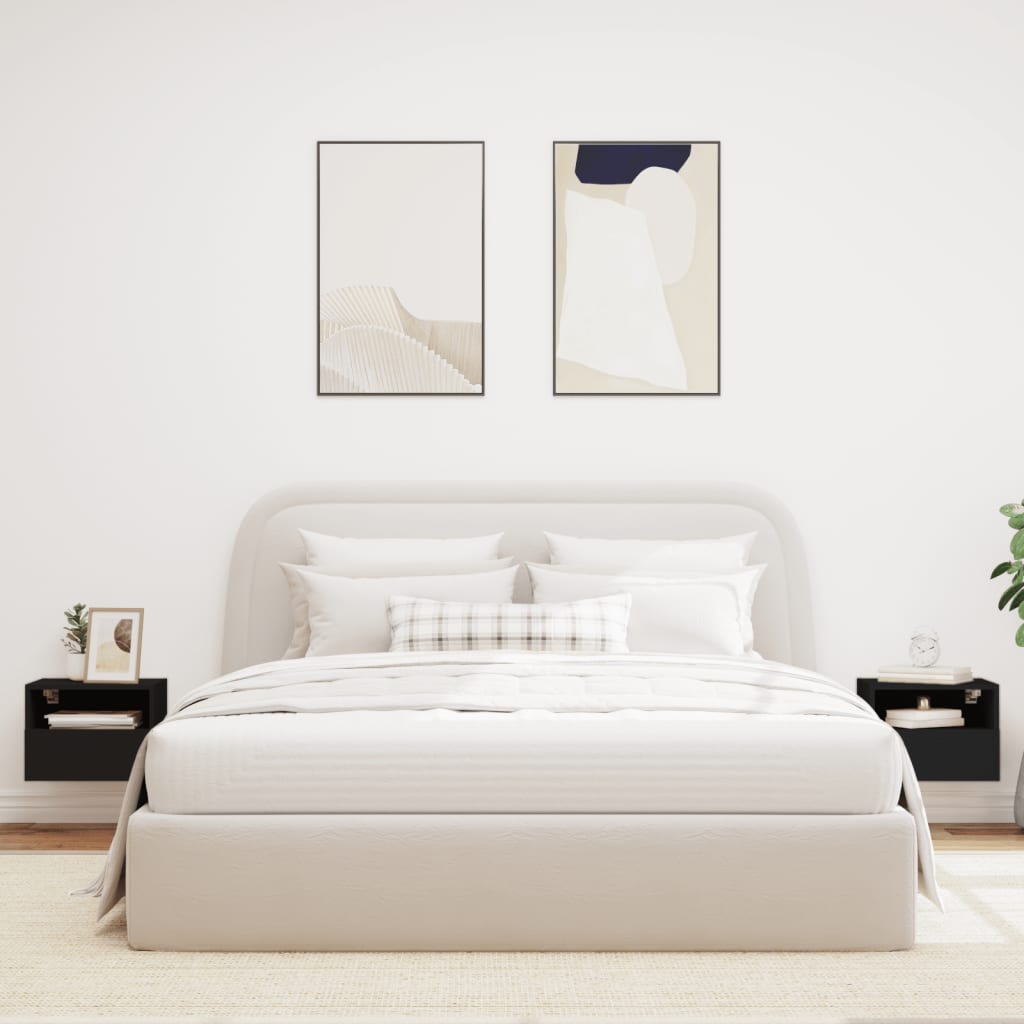 Väggmonterad tv-skåp 2 st svart 40x30x30 cm konstruerat trä