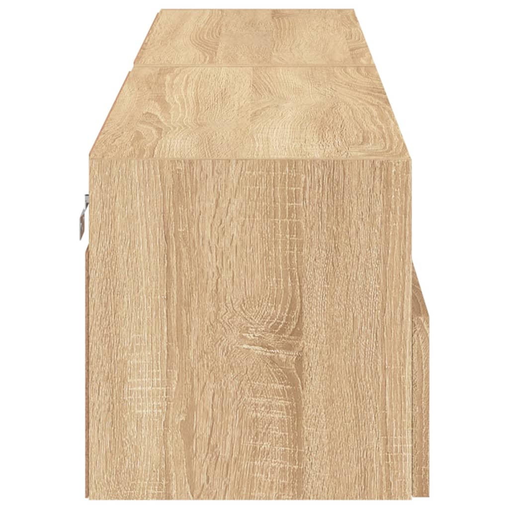 Väggmonterad tv-bänk 2 st sonoma-ek 80x30x30 cm konstruerat trä