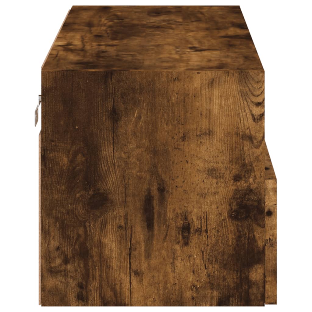 Väggmonterad tv-bänk rökfärgad ek 80x30x30 cm konstruerat trä