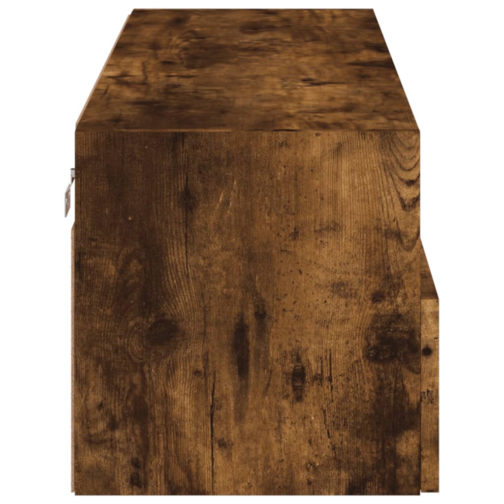 Väggmonterad tv-bänk rökfärgad ek 100x30x30 cm konstruerat trä