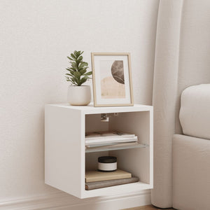 Väggmonterad tv-bänk LED vit 30x28,5x30 cm