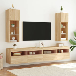 TV-bänk med LED-belysning 2 st sonoma-ek 30,5x30x90 cm