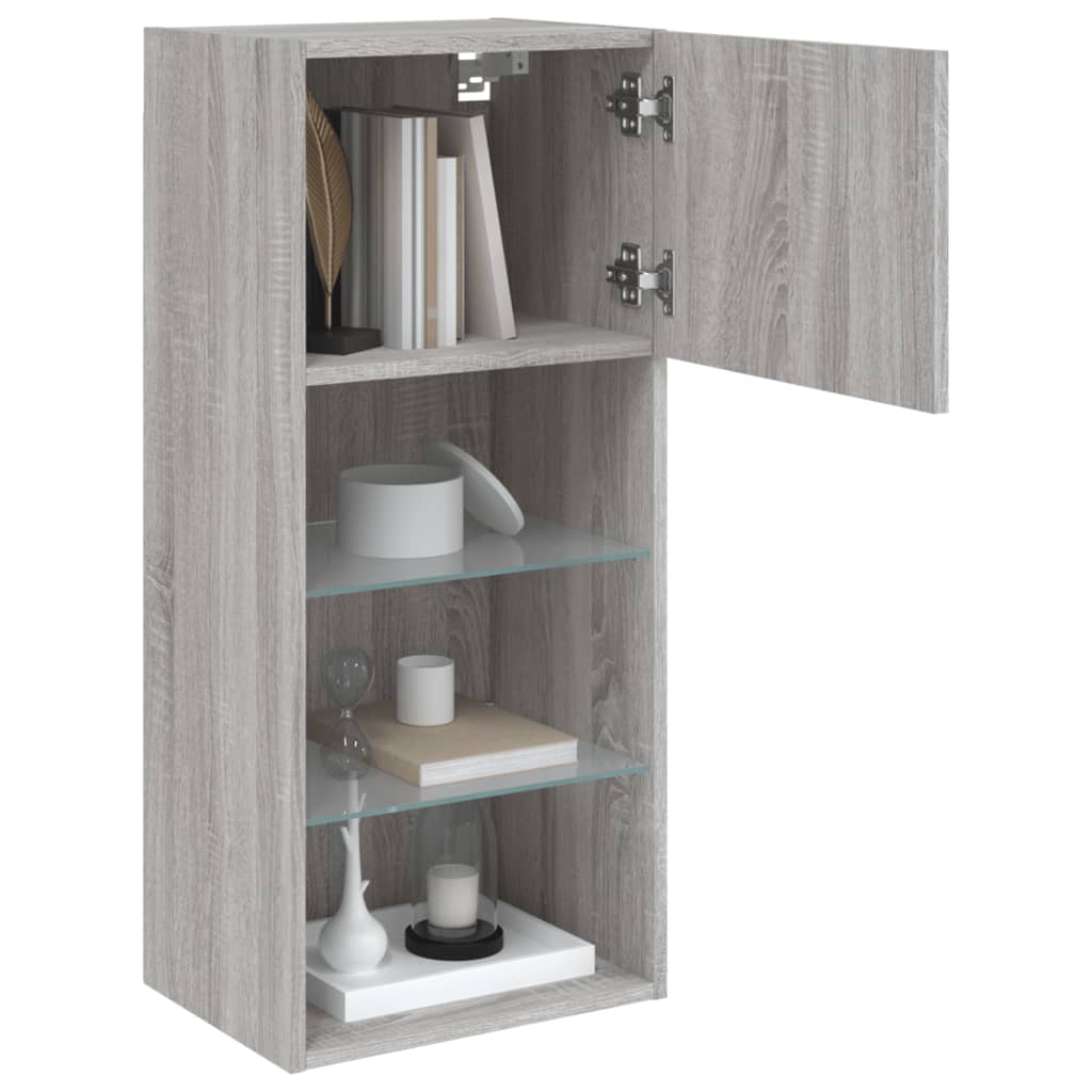 Tv-bänk med LED-belysning grå sonoma 40,5x30x90 cm