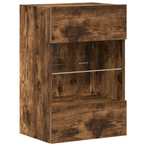 Nástenné skrinky s LED osvetlením pre TV 2 st rökfärgad ek 40x30x60,5 cm