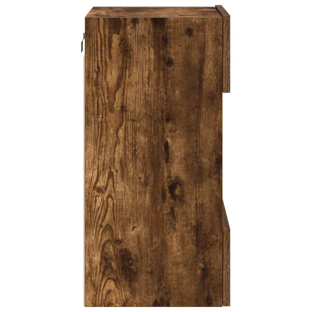 Nástenné skrinky s LED osvetlením pre TV 2 st rökfärgad ek 40x30x60,5 cm