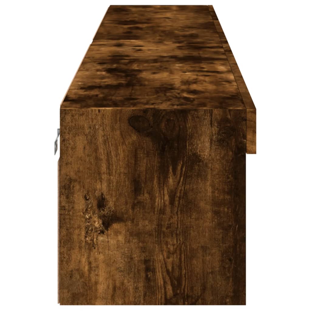 Tv-bänk med LED-belysning 2 st rökfärgad ek 100x30x30 cm