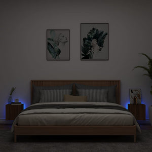 Väggmonterad tv-bänk LED 2 st brun ek 30,5x35x30 cm