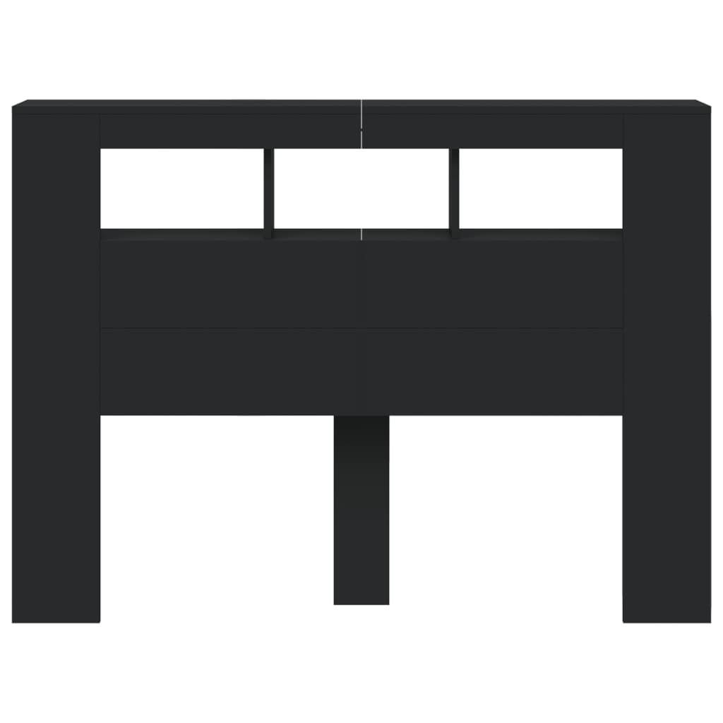 Sänggavel LED svart 140x18,5x103,5 cm konstruerat trä