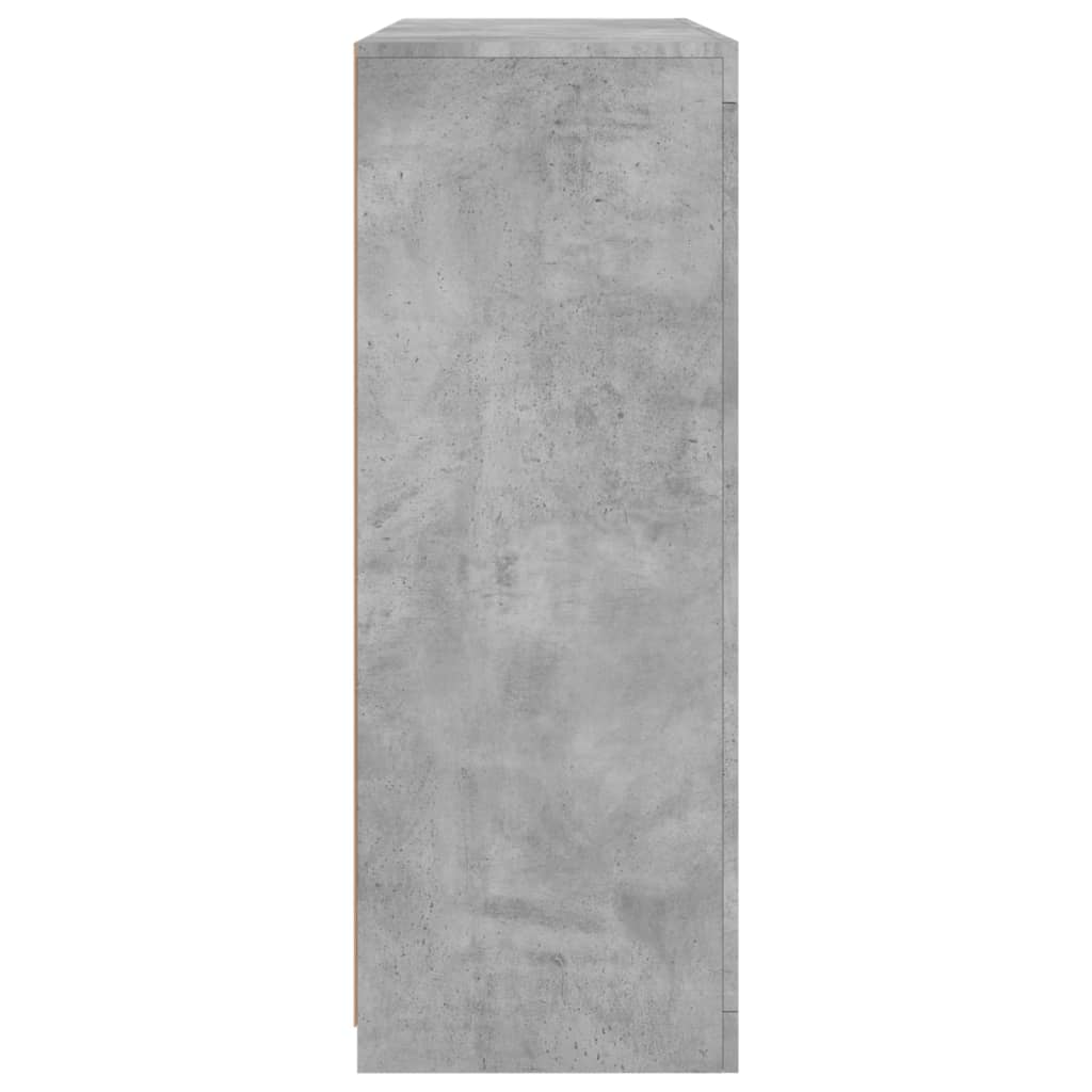 Skänkar med LED-belysning 3 st betonggrå konstruerat trä