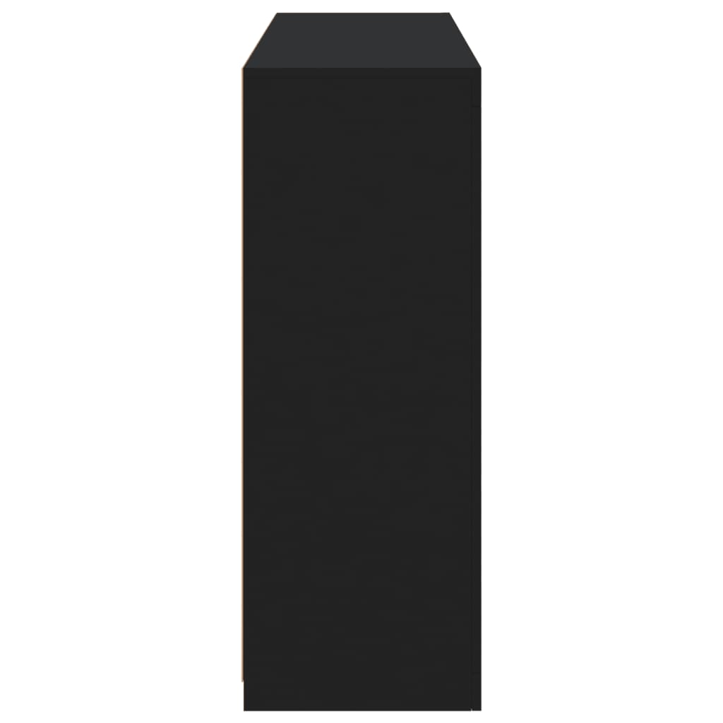 Skänkar med LED-belysning 3 st svart konstruerat trä