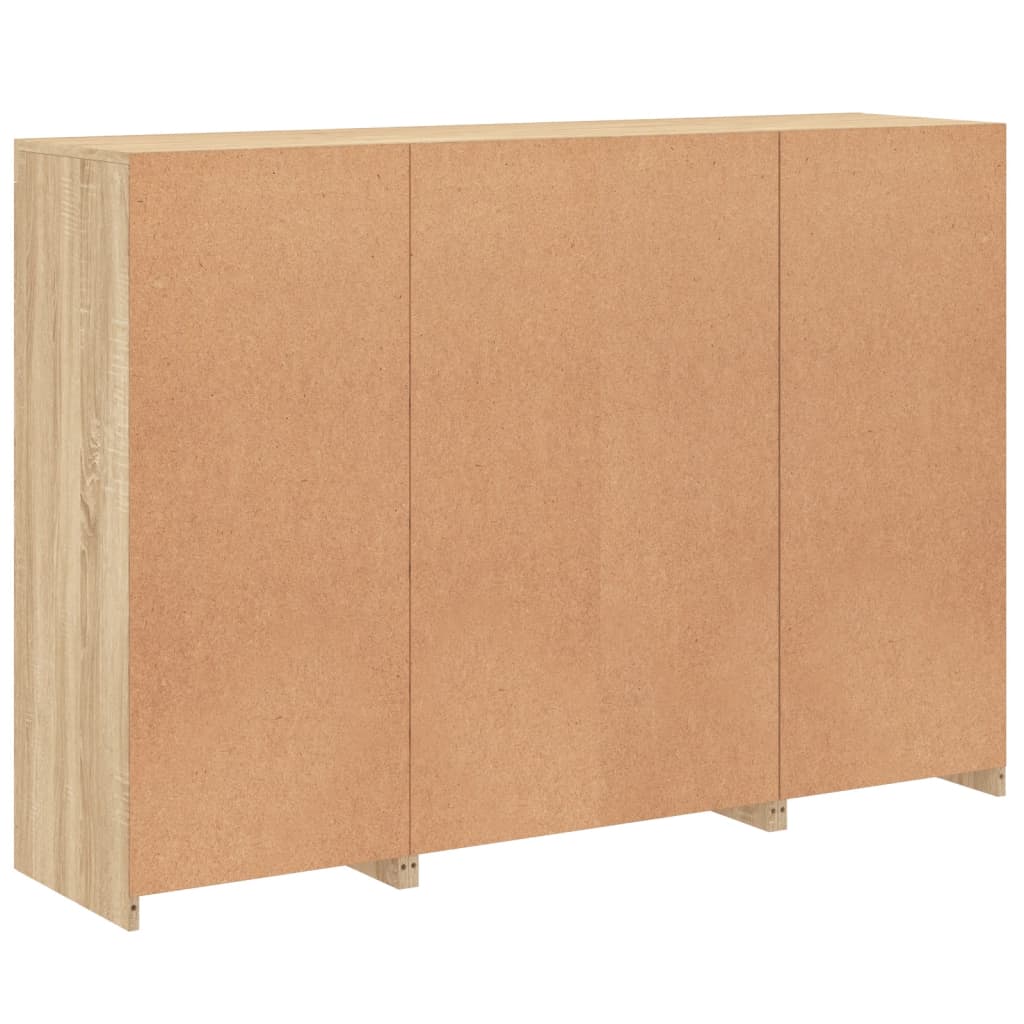 Skänkar med LED-belysning 3 st sonoma-ek konstruerat trä