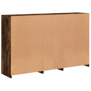 Skänk med LED-belysning rökfärgad ek 162x37x100 cm