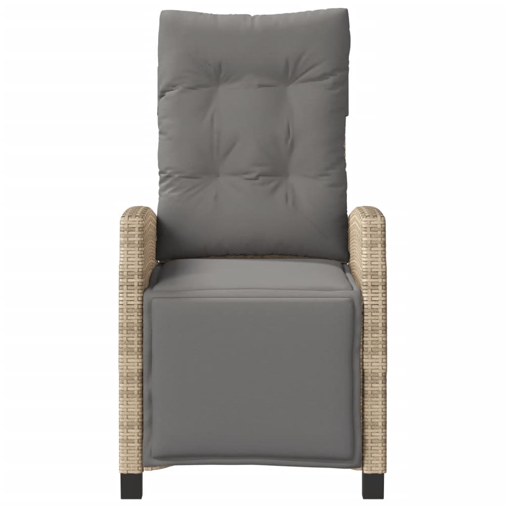 Justerbar trädgårdsstol med fotstöd mixbeige konstrotting