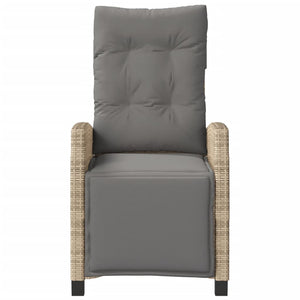 Justerbar trädgårdsstol med fotstöd mixbeige konstrotting