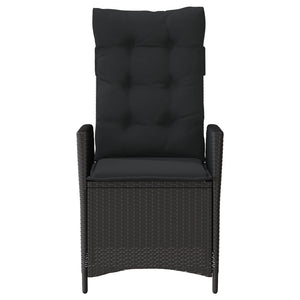 Justerbar trädgårdsstol med dynor svart konstrotting