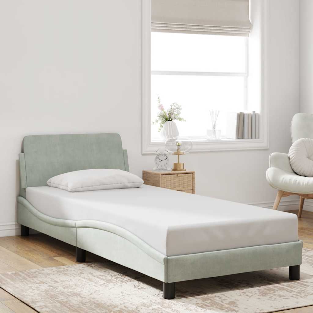 Bed Frame "Dover" Light Grey 80x200 cm Velvet