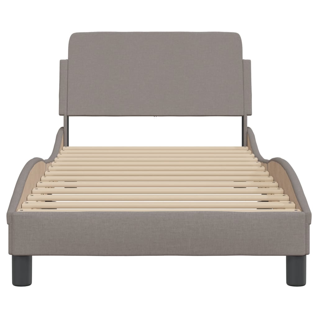 Bed Frame with Headboard "Dover" Taupe 90x190 cm Fabric