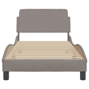 Bed Frame with Headboard "Dover" Taupe 90x190 cm Fabric
