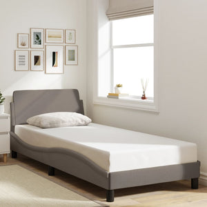 Bed Frame with Headboard "Dover" Taupe 90x190 cm Fabric
