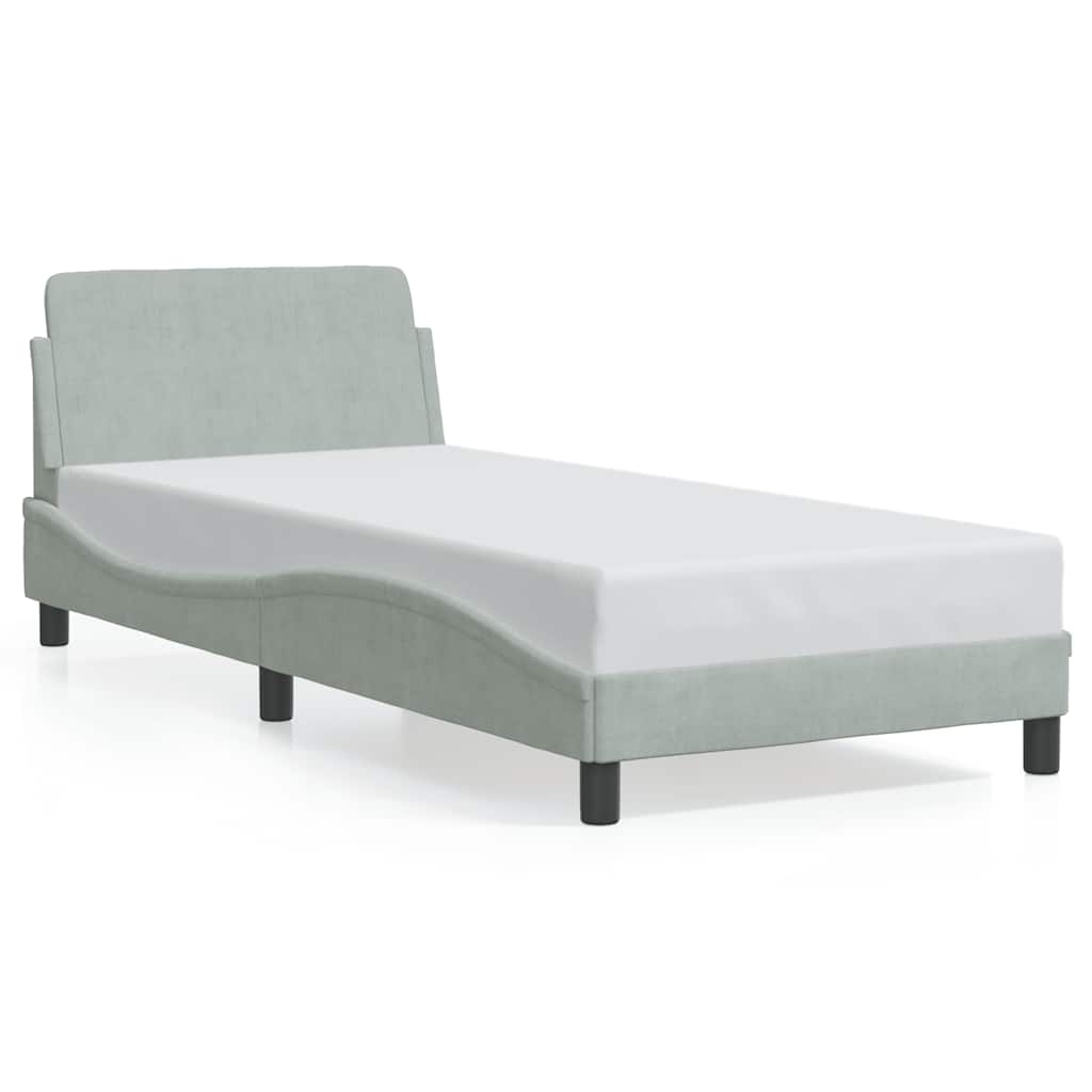 Bed Frame "Dover" Light Grey 90x190 cm Velvet
