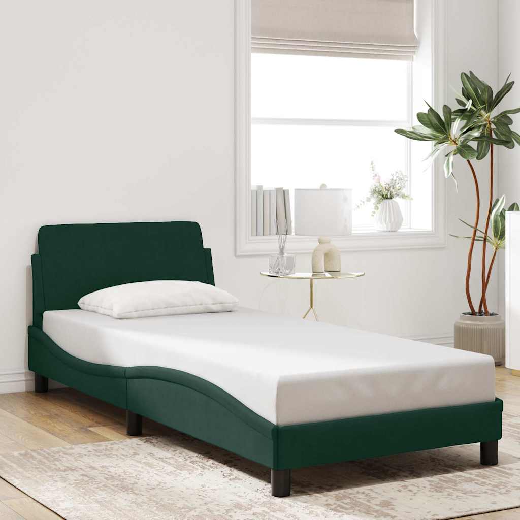 Bed Frame "Dover" Dark Green 90x190 cm Velvet