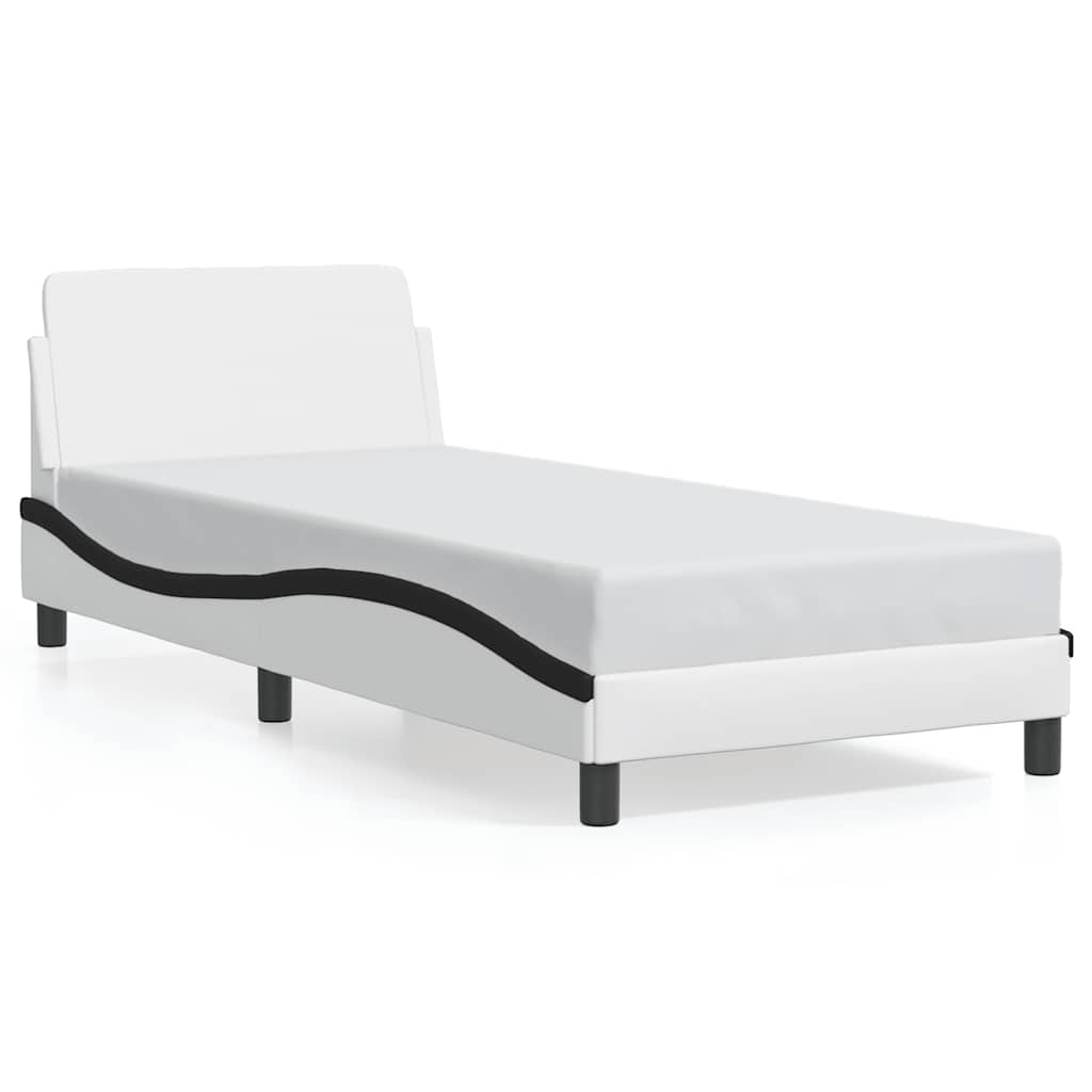 Bed Frame "Dover" White&Black 90x190 cm Faux Leather