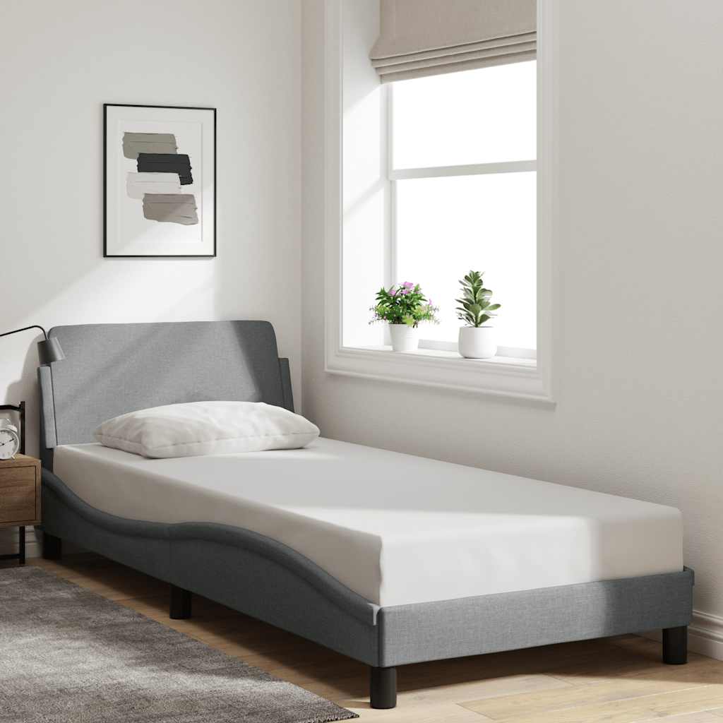 Bed Frame "Dover" Light Grey 90x200 cm Fabric