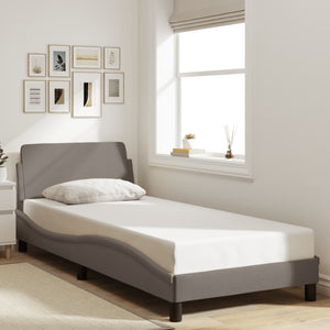 Bed Frame with Headboard "Dover" Taupe 90x200 cm Fabric