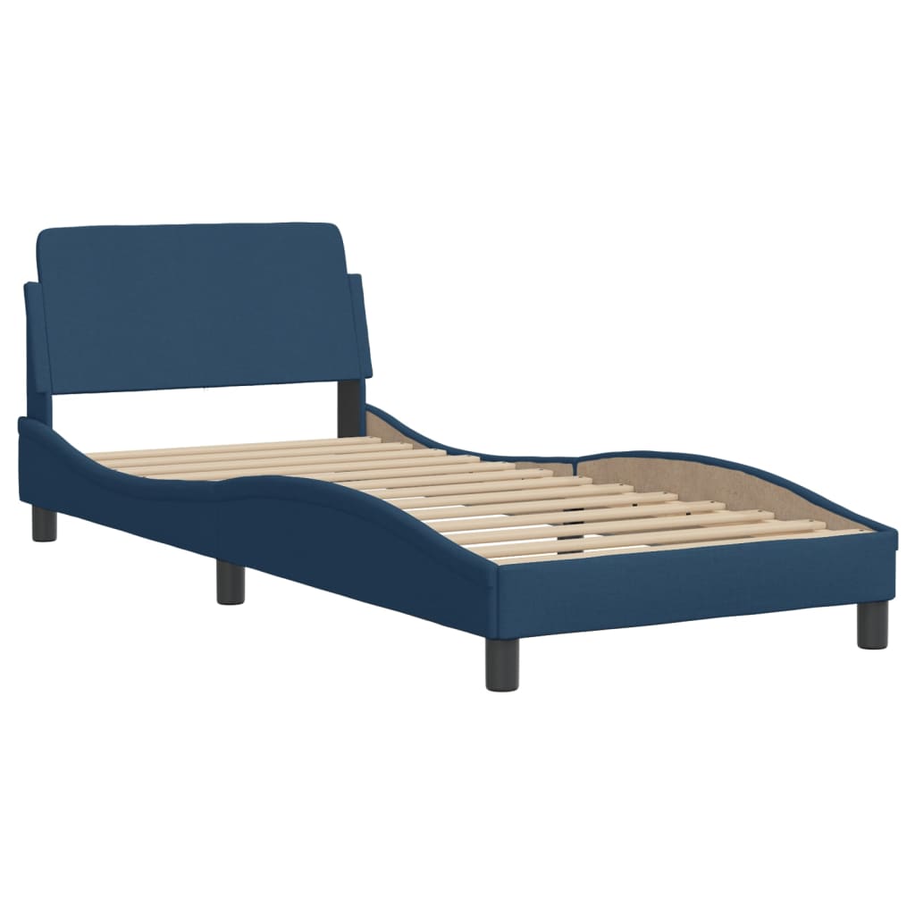 Bed Frame with Headboard "Dover" Blue 90x200 cm Fabric
