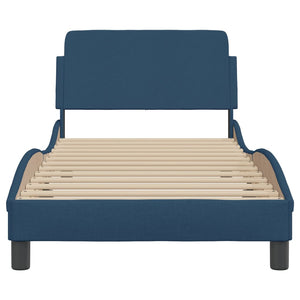 Bed Frame with Headboard "Dover" Blue 90x200 cm Fabric