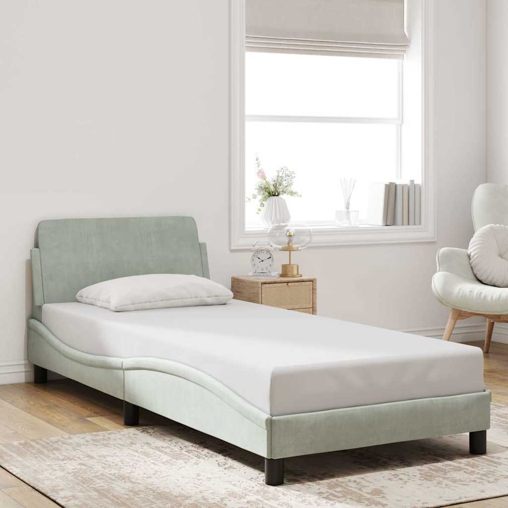 Bed Frame "Dover" Light Grey 90x200 cm Velvet