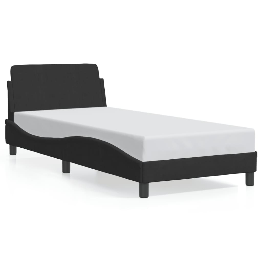 Bed Frame with Headboard "Dover" Black 90x200 cm Velvet