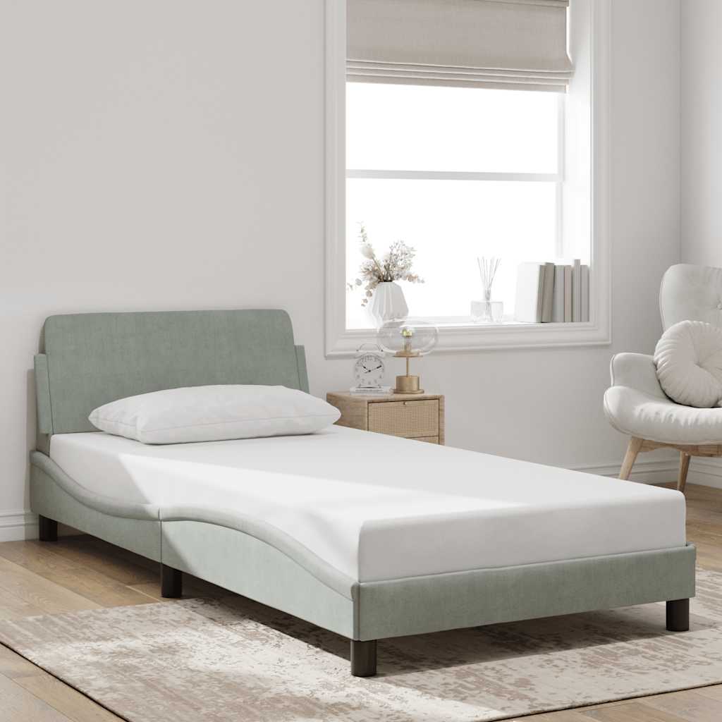 Bed Frame "Dover" Light Grey 100x200 cm Velvet