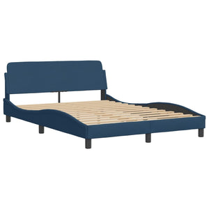 Bed Frame with Headboard "Dover" Blue 120x200 cm Fabric