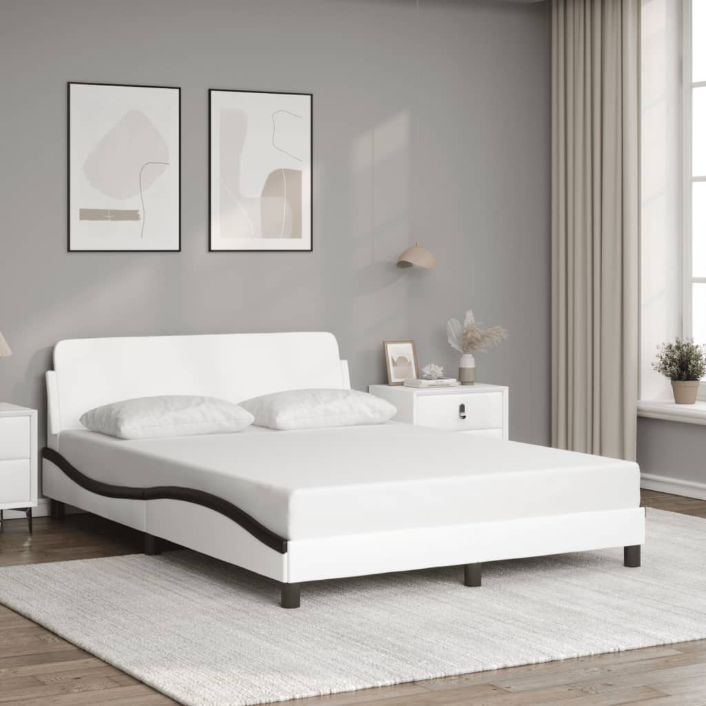 Bed Frame "Dover" White&Black 120x200 cm Faux Leather