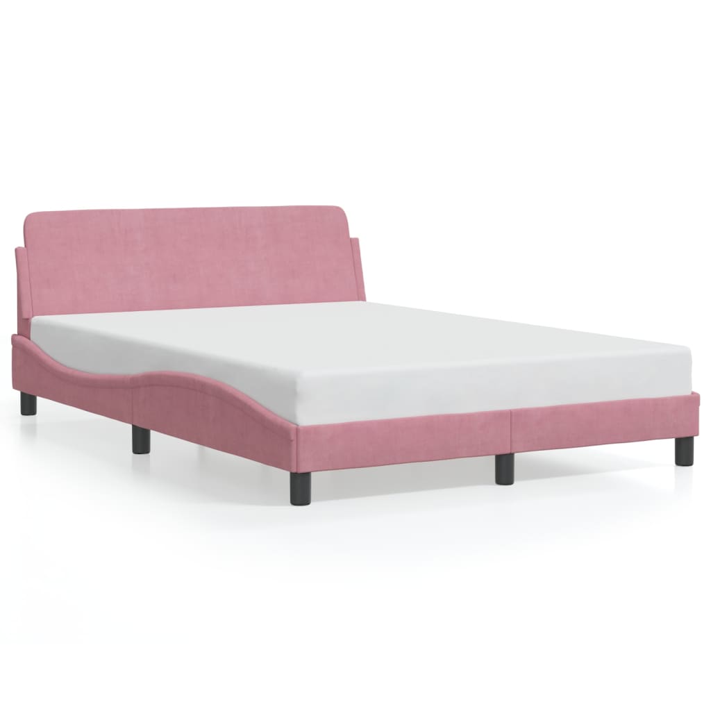 Bed Frame with Headboard "Dover" Pink 140x190 cm Velvet
